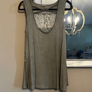 NWOT POL Olive Lace Detail Tank Top